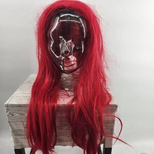 Bright Red Wig Long Ariel Harley Quinn Cosplay Costume